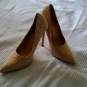 Tan gold studded heels